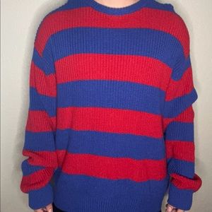 Blue / Red Striped Men’s Sweater - Forever 21 - Comfortable - Oversized